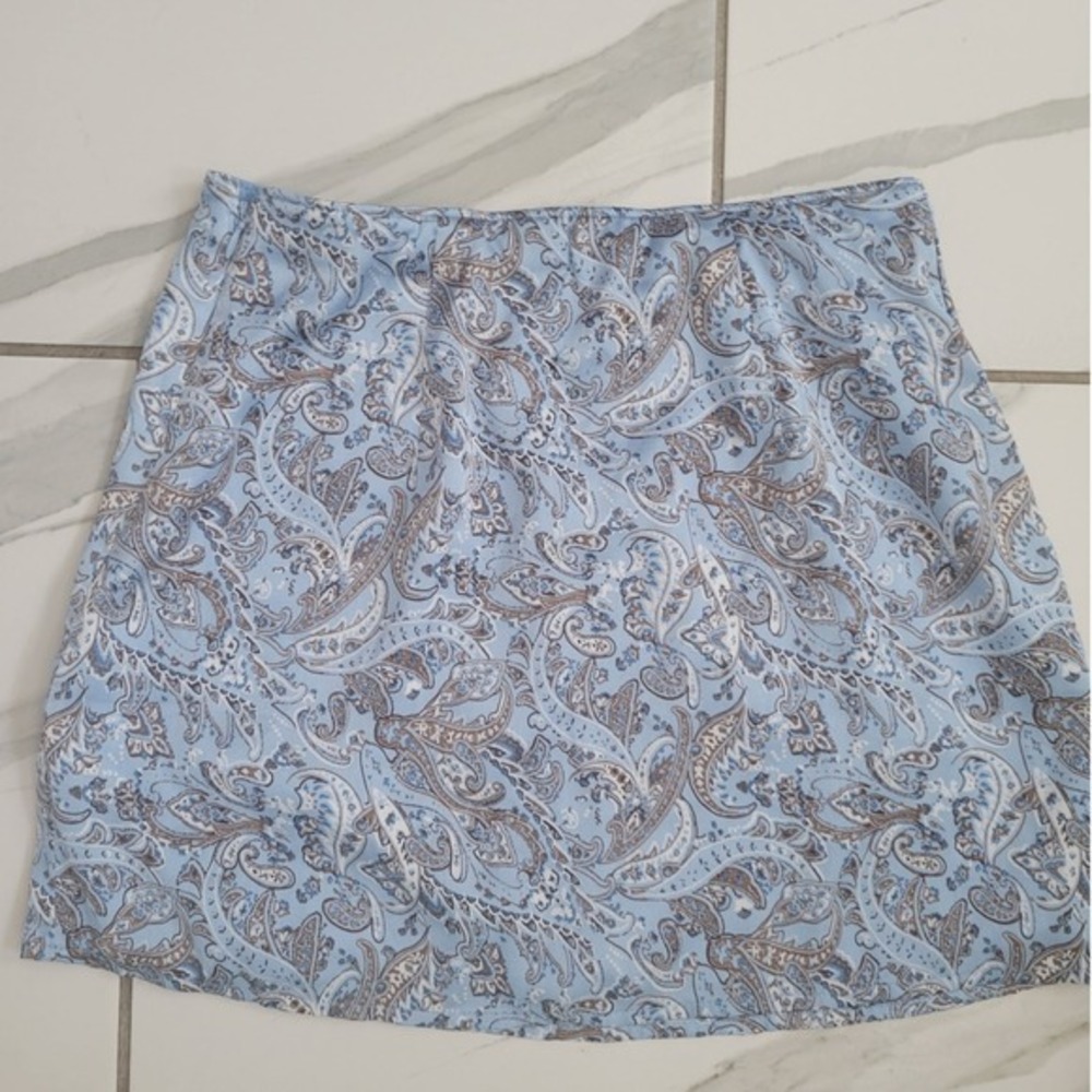 Hollister‎ y2k European Ibiza Summer High Rise Blue Paisley Mini Skirt Size XS